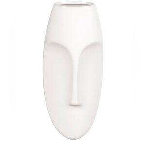 HOWARD ELLIOTT Oval Face Wall Sculpture / Vase, White Matte Glazed Finish. New